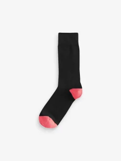 Next Black Heel Toe 7 Pack Mens Cotton Rich Socks^ Socks|Socks