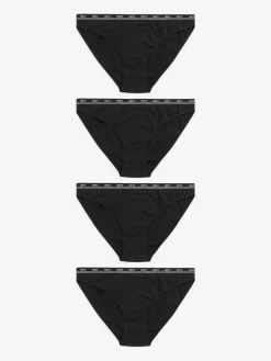 Next Black High Leg Cotton Logo Knickers 4 Pack^Women Panties|All Lingerie