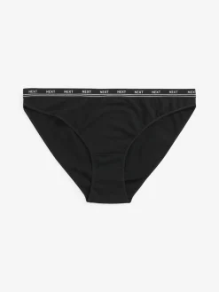 Next Black High Leg Cotton Logo Knickers 4 Pack^Women Panties|All Lingerie
