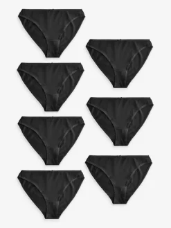 Outlet Next High Leg Cotton Rich Knickers 7 Pack Black