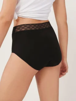 Next Black High Leg Medium Flow Period Knickers 2 Pack^Women Panties|All Lingerie