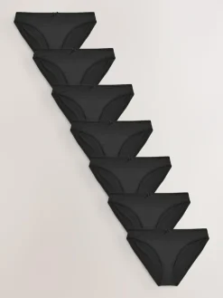 Next High Leg Microfibre Knickers 7 Pack Black