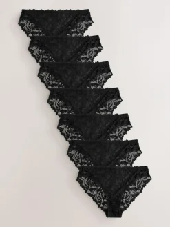 Next Black High Leg Ultimate Comfort Lace Knickers 7 Pack^Women Panties