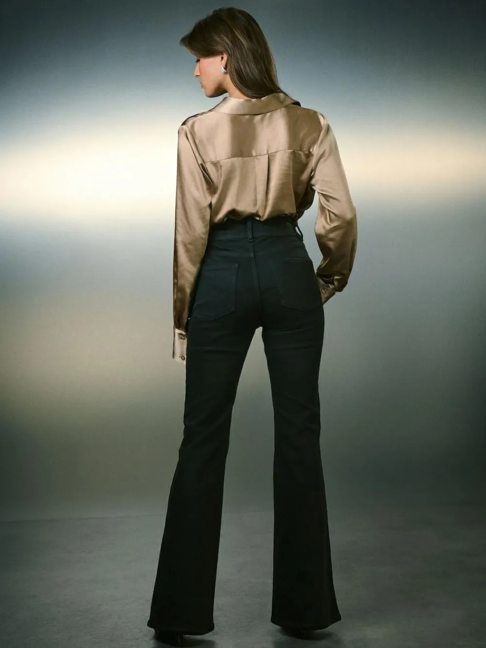 Sale Next High Rise Stretch Flare Jeans Black