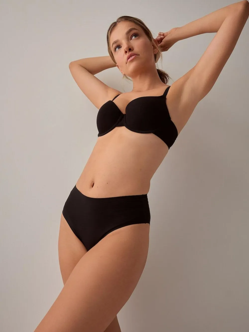 Next High Waist High Leg No VPL Comfort Knickers 3 Pack Black