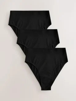 Next High Waist High Leg No VPL Comfort Knickers 3 Pack Black
