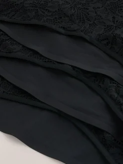 New Next High Waist High Leg Lace Front NVPL Knickers 3 Pack Black