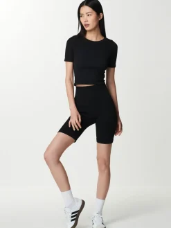 Next Black High Waist Ribbed Cycling Shorts^Women Shorts