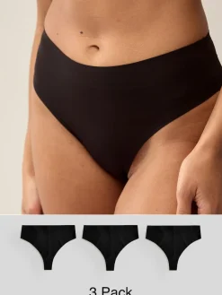 Next High Waisted Thong No VPL Comfort Knickers 3 Pack^Women Panties|All Lingerie