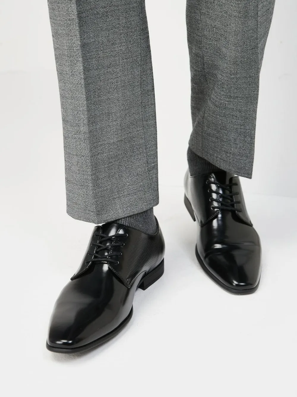 Next Black Hi-shine Derby Lace- Up Shoes^ Shoes