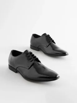 Next Black Hi-shine Derby Lace- Up Shoes^ Shoes
