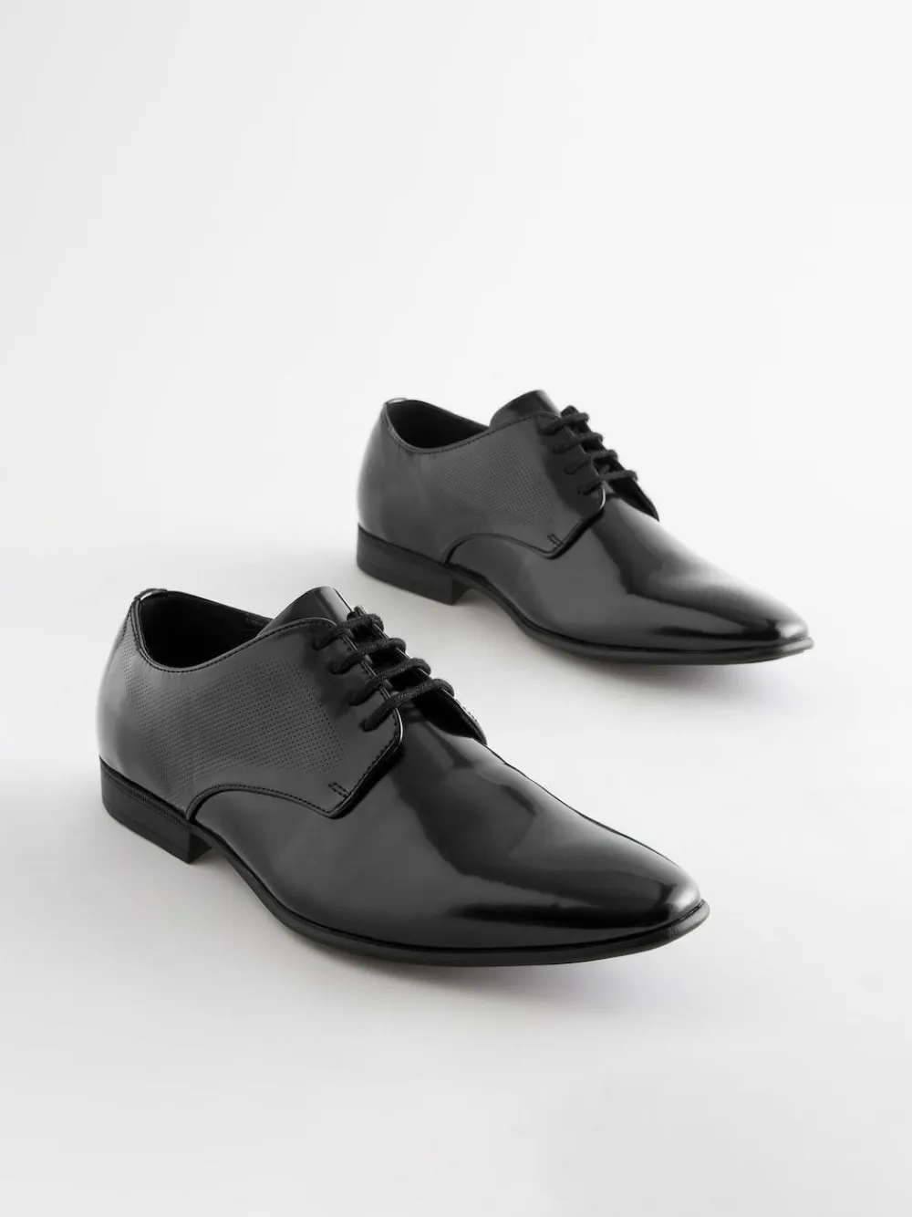Next Black Hi-shine Derby Lace- Up Shoes^ Shoes