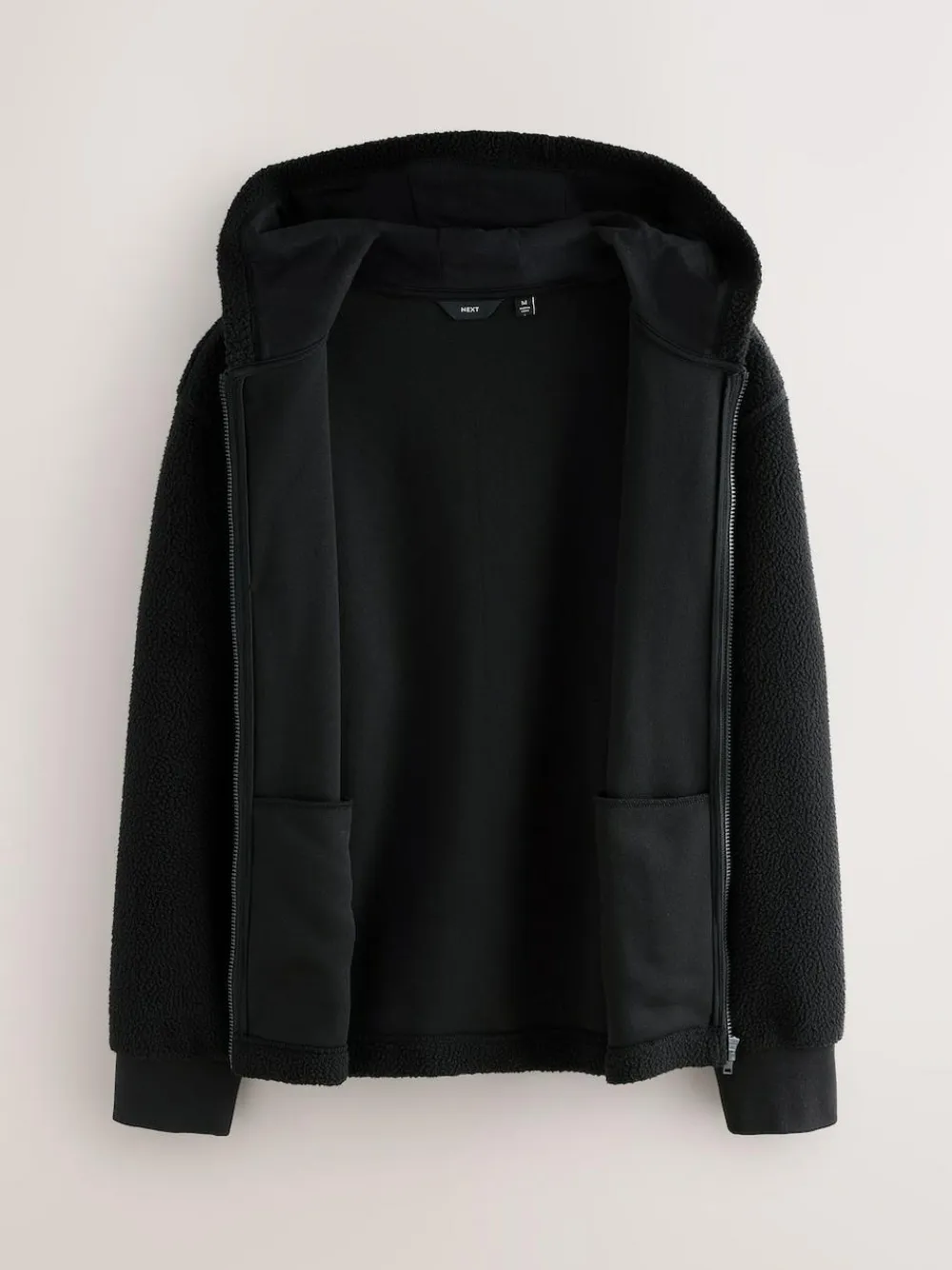 Discount Next Black Hooded Borg Fleece