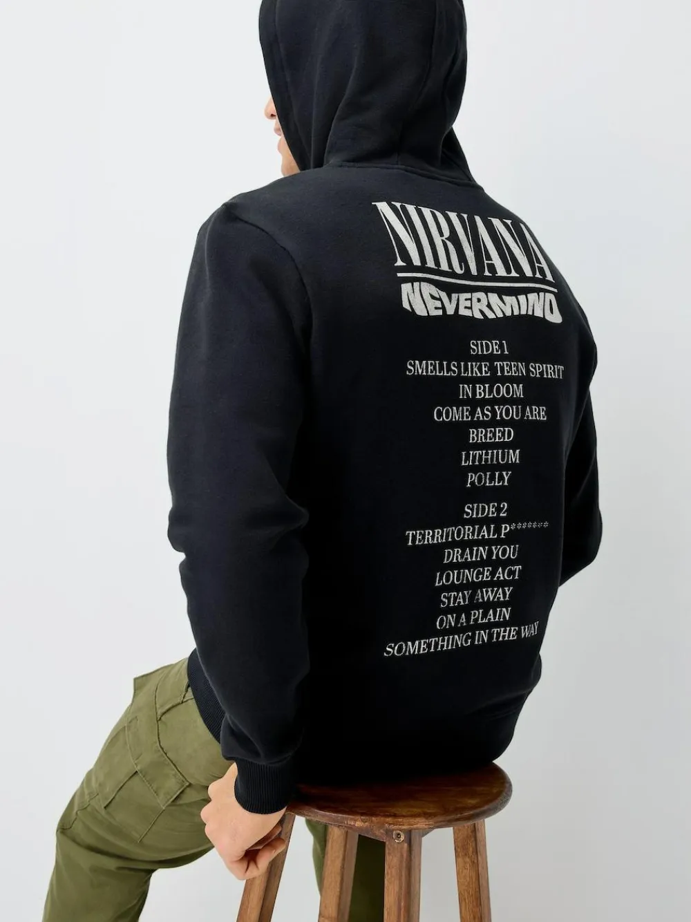 Discount Next Black Hooded Nirvana Licence Graphic Print Zip Through Hoodie