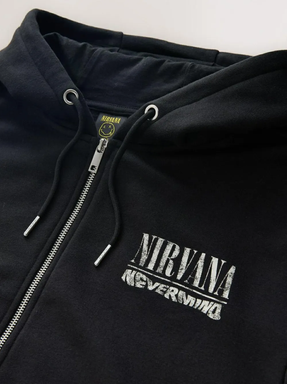 Discount Next Black Hooded Nirvana Licence Graphic Print Zip Through Hoodie