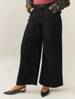 Next Black Hourglass High Rise Palazzo Wide Leg Jeans^Women Jeans|Jeans