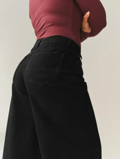 Next Black Hourglass High Rise Palazzo Wide Leg Jeans^Women Jeans|Jeans