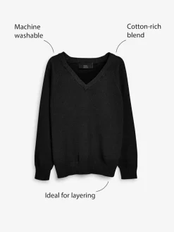 Next Black. Knitted V-Neck School Jumper (3-16yrs)^BOY Knitwear & Sweaters|Knitwear