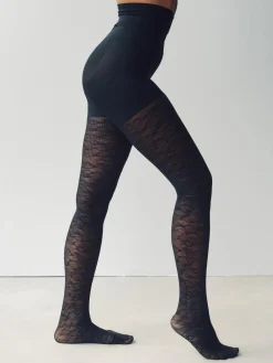 New Next Bum, Tum And Thigh Shaping Tights Black Lace
