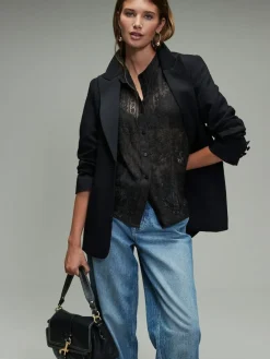 Hot Next Lace Half Sleeve Blouse Black