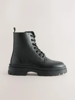 Next Black Lace Up Leather Boots