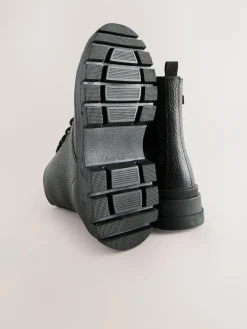 Next Black Lace Up Leather Boots