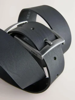 Online Next Black Leather Belt With Double Keeperloop