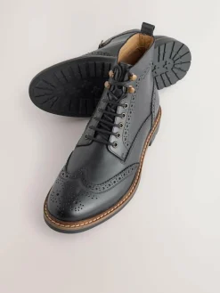 Discount Next Leather Brogue Boots Black