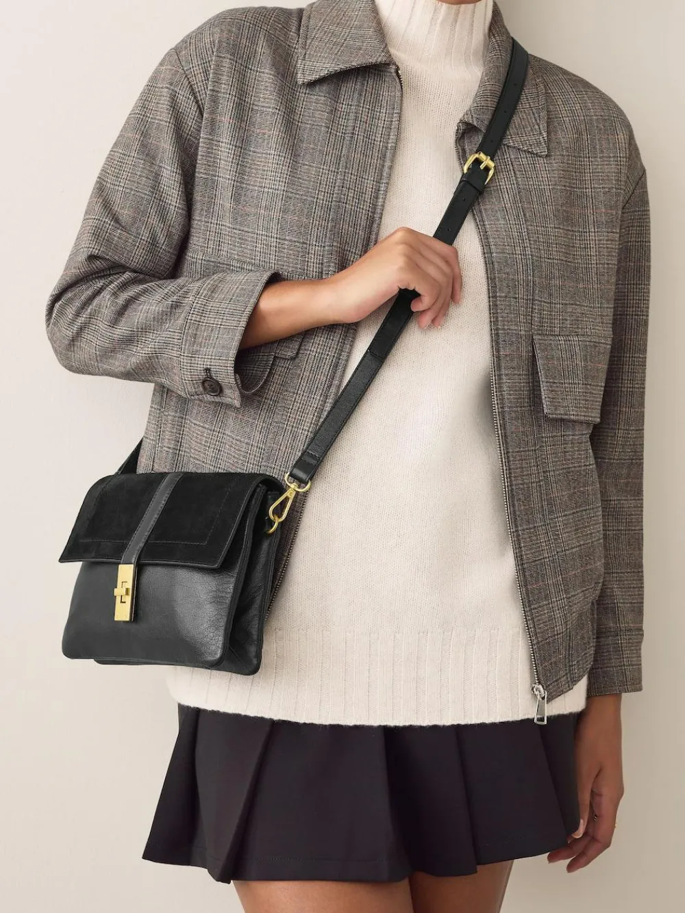 Next Leather Croc Effect Cross-Body Bag^Women Bags