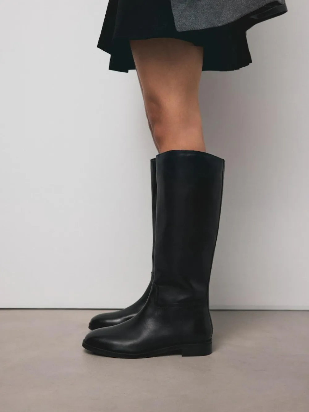 Hot Next Extra Wide Fit Forever Comfort® Flat Riding Boots Black Leather