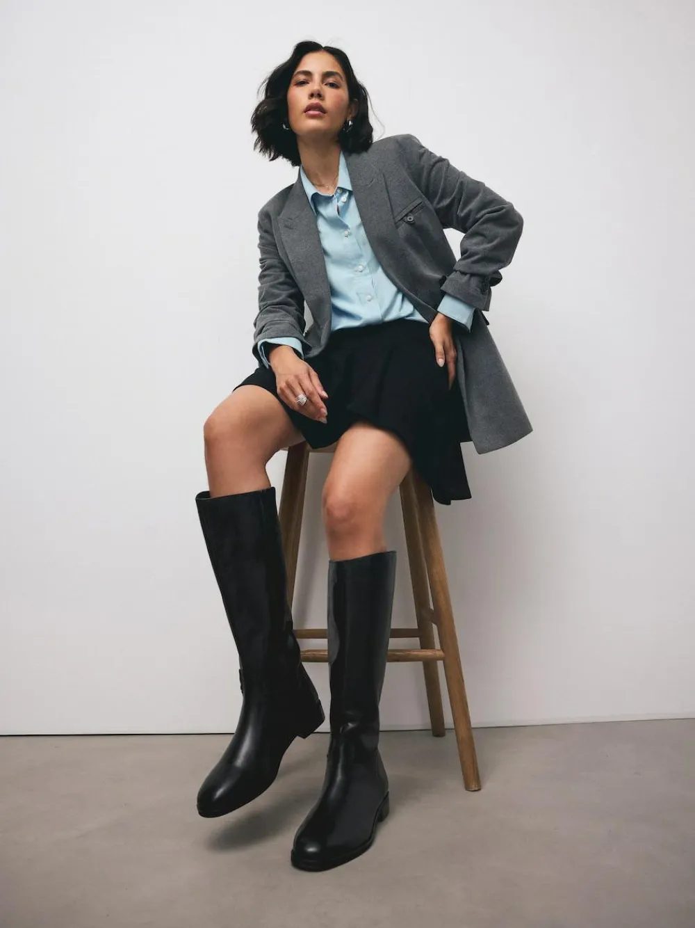 Hot Next Extra Wide Fit Forever Comfort® Flat Riding Boots Black Leather