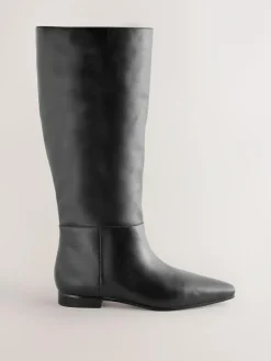 Sale Next Forever Comfort® Flat Chisel Toe Knee High Boots Black Leather