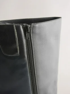 Sale Next Forever Comfort® Flat Chisel Toe Knee High Boots Black Leather