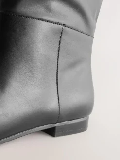 Sale Next Forever Comfort® Flat Chisel Toe Knee High Boots Black Leather