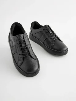 New Next Black Leather Lace Up School Shoes