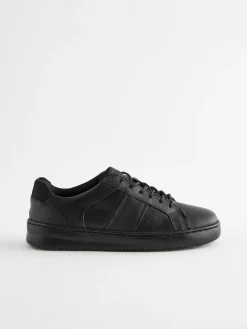 New Next Black Leather Lace Up School Shoes