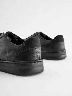 New Next Black Leather Lace Up School Shoes