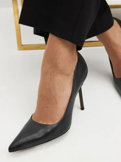 Next Leather Point Toe Court Shoes^Women Wide Fit & Extra Wide Fit|Heels