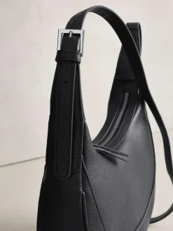 New Next Black Leather Scoop Cross-Body Bag