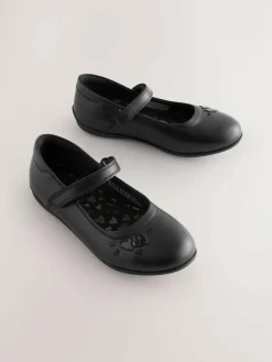Next Black Leather Standard Fit (F) Mary Jane School Shoes^ Shoes