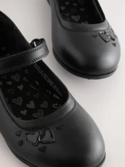 Next Black Leather Standard Fit (F) Mary Jane School Shoes^ Shoes