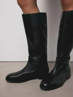 Online Next Standard/Wide Fit Forever Comfort® Flat Riding Boots Black Leather