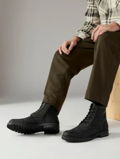 Hot Next Leather Toe Cap Zip Up Boots Black