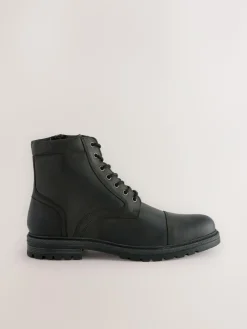 Hot Next Leather Toe Cap Zip Up Boots Black