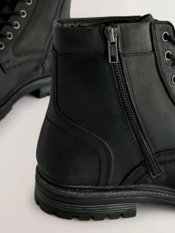Hot Next Leather Toe Cap Zip Up Boots Black