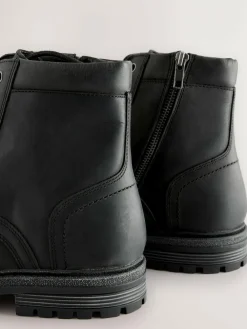 Hot Next Leather Toe Cap Zip Up Boots Black
