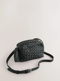 Outlet Next Black Leather Weave Camera Bag