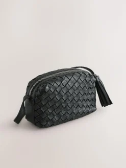 Outlet Next Black Leather Weave Camera Bag