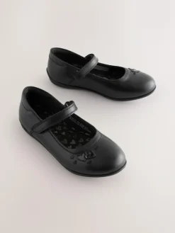 Next Black Leather Wide Fit (G) Mary Jane School Shoes^ Shoes
