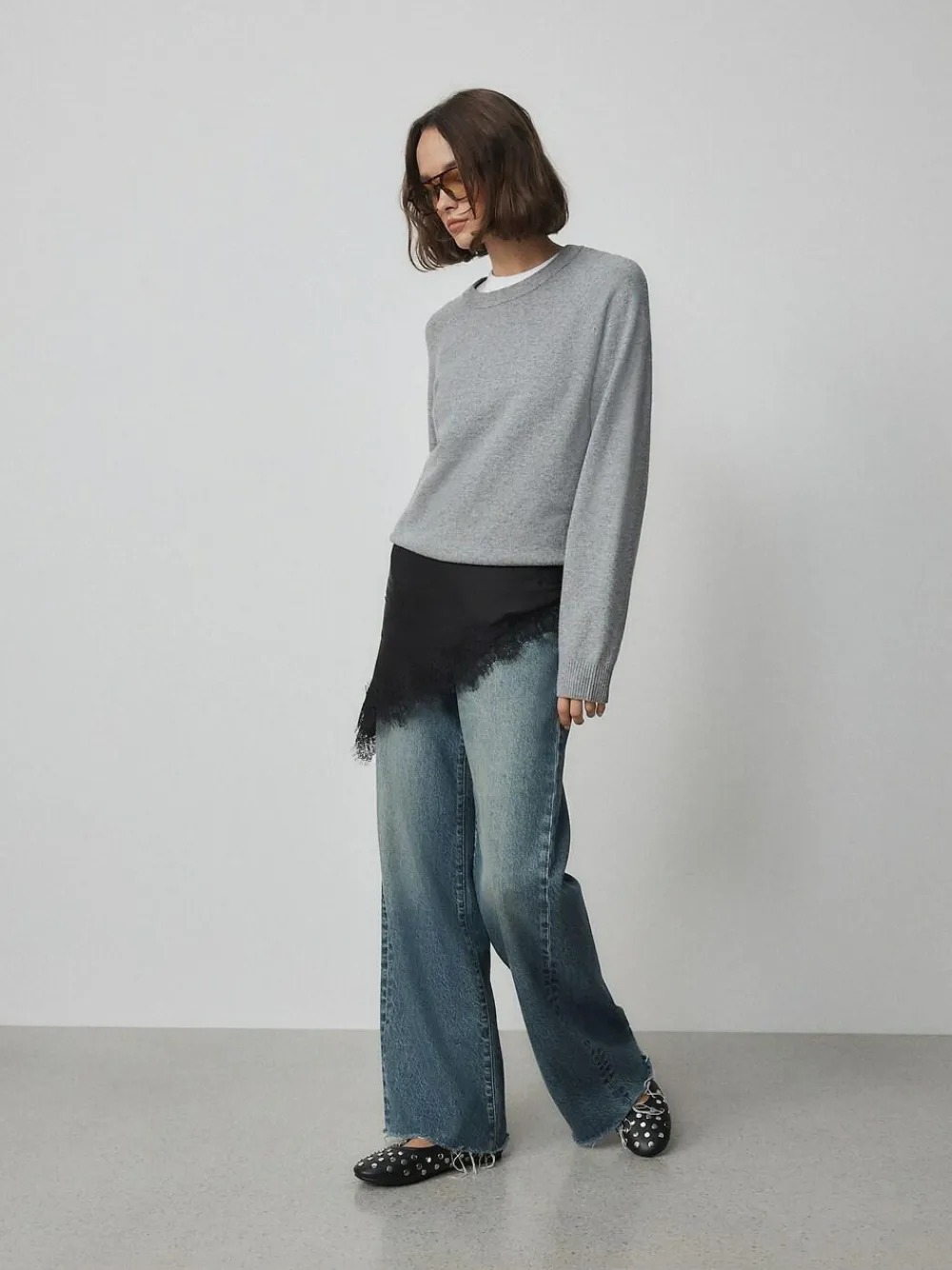 Clearance Next Lightweight Lace Trim Triangle Scarf Black